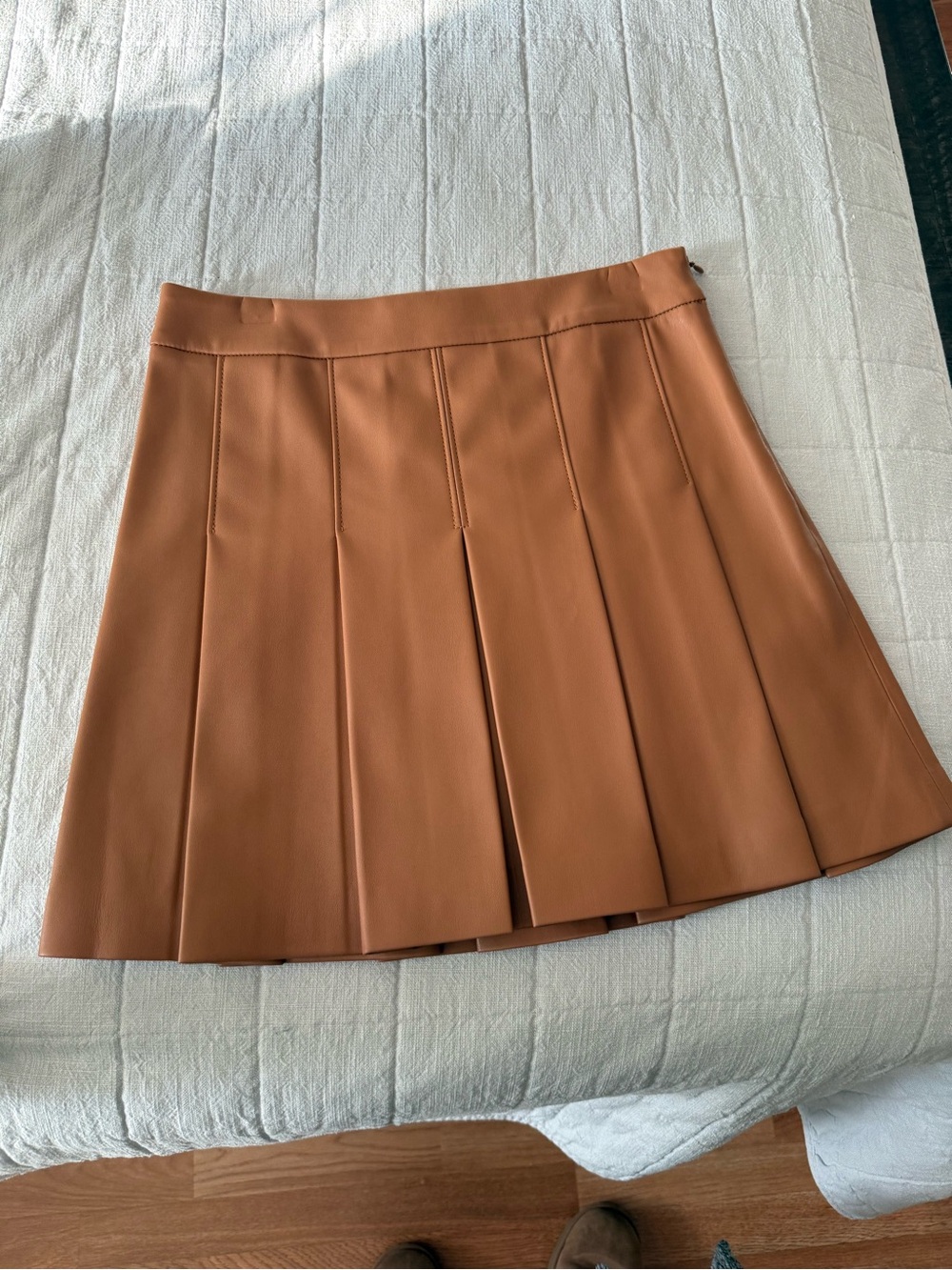 Susana Monaco Pleated Mini Skirt in Camel Brown